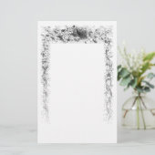 ヴィンテージ文房具のつる植物鳥 便箋 (スタンド正面)