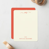 ヴィンテージ文房具両面クリームオレンジ ノートカード (正面/裏面インサイチュ)