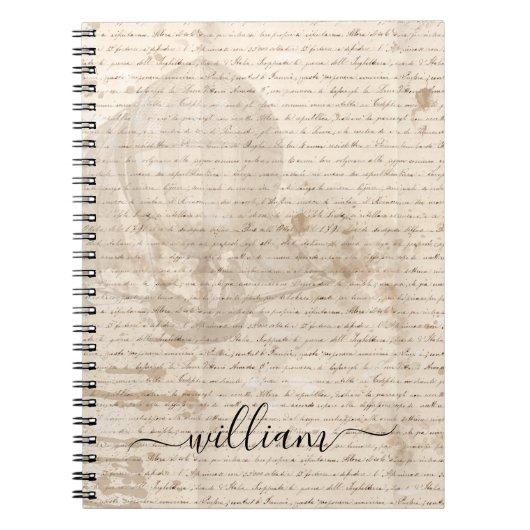 ヴィンテージ文書スクリプト航空船モノグラム ノートブック (正面)