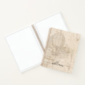 ヴィンテージ文書スクリプト航空船モノグラム ノートブック (内部)