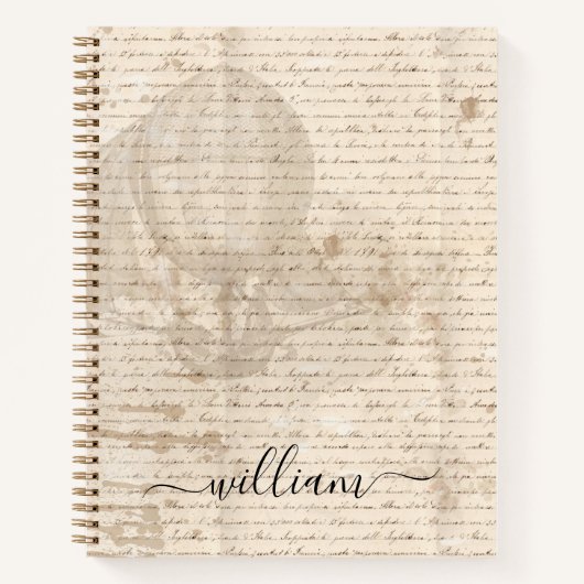 ヴィンテージ文書スクリプト航空船モノグラム ノートブック (正面)