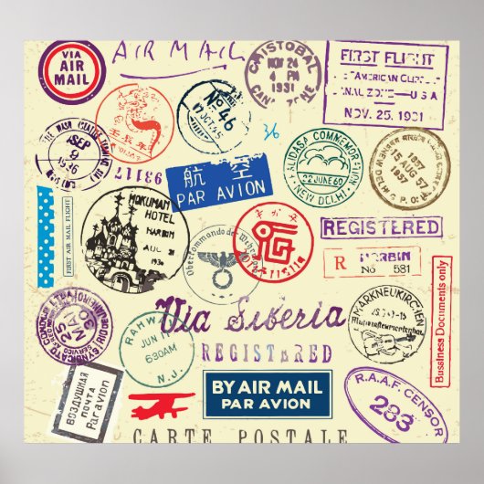 ヴィンテージ文書：スタンプセット収集。 ポスター (正面)