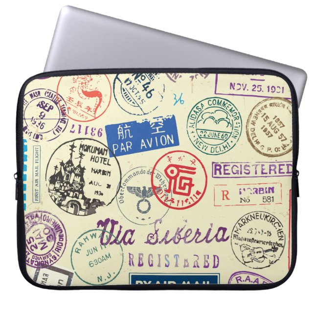 ヴィンテージ文書：スタンプセット収集。 ラップトップスリーブ (正面)