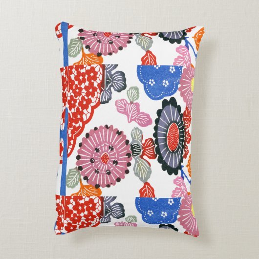 ヴィンテージ文紅型：小さくらんぼの花… アクセントクッション (裏面(縦))
