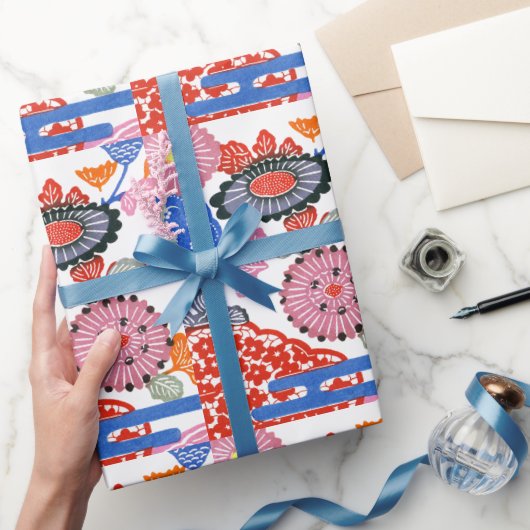 ヴィンテージ文紅型：小さくらんぼの花… ラッピングペーパー (ギフト)