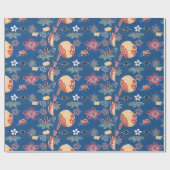 ヴィンテージ文紅型：扇子、梅、楓 ラッピングペーパー (フラット)