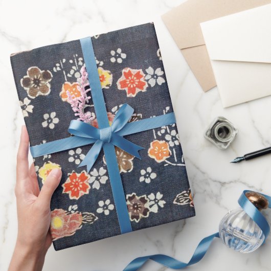 ヴィンテージ文紅型：梅の花さくらんぼ... ラッピングペーパー (ギフト)