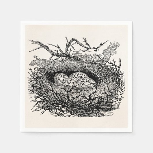 ヴィンテージ斑玉鳥巣パーソナライズされた鳥 スタンダードカクテルナプキン (正面)