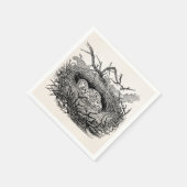 ヴィンテージ斑玉鳥巣パーソナライズされた鳥 スタンダードカクテルナプキン (角)
