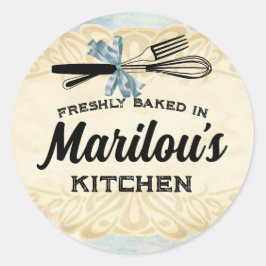 ヴィンテージ料理のキッチンからベーキング ラウンドシール