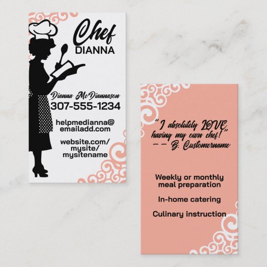 ヴィンテージ料理人ベーキング料理料理 名刺 (正面/裏面)