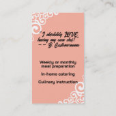 ヴィンテージ料理人ベーキング料理料理 名刺 (裏面)