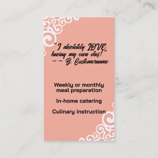 ヴィンテージ料理人ベーキング料理料理 名刺 (裏面)