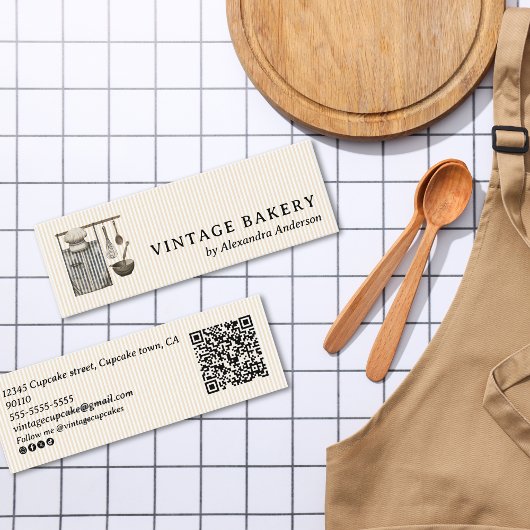 ヴィンテージ料理器具レトロベーカリーパティシシェフ スキニー名刺