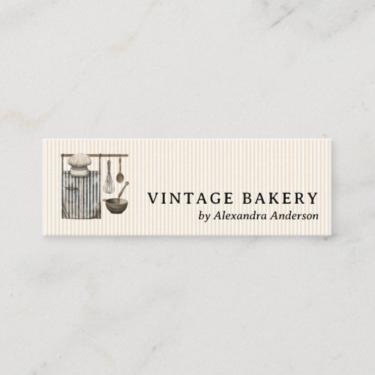 ヴィンテージ料理器具レトロベーカリーパティシシェフ スキニー名刺 (正面)