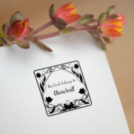 ヴィンテージ新しいフレーム蔵書票Ex Libris Bookish ラバースタンプ