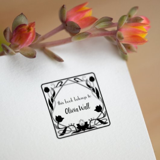 ヴィンテージ新しいフレーム蔵書票Ex Libris Bookish ラバースタンプ