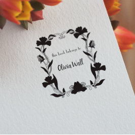 ヴィンテージ新しいフレーム蔵書票Ex Libris Bookish ラバースタンプ