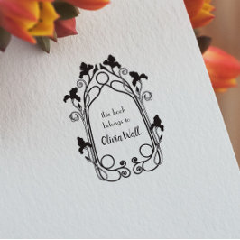 ヴィンテージ新しいフレーム蔵書票Ex Libris Bookish ラバースタンプ