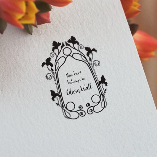 ヴィンテージ新しいフレーム蔵書票Ex Libris Bookish ラバースタンプ