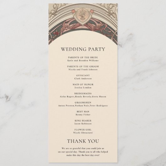 ヴィンテージ新しいフローラアンティーク結婚アールデコ プログラム (裏面)