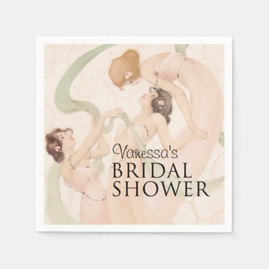 ヴィンテージ新しいマイフライブライダルシャワー スタンダードカクテルナプキン (正面)