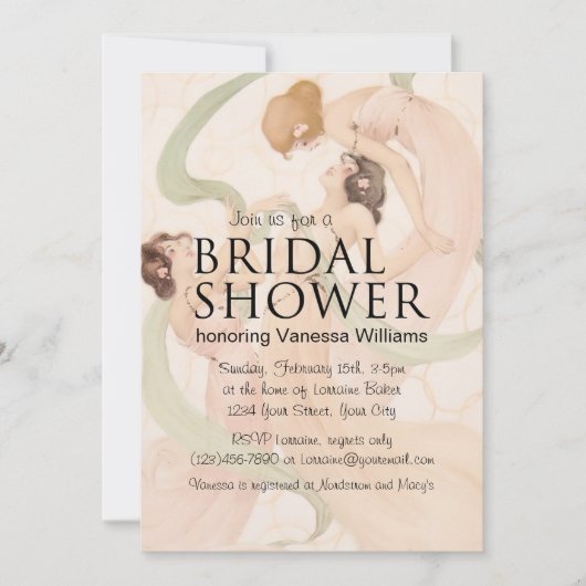 ヴィンテージ新しいマイフライブライダルシャワー 招待状 (正面)