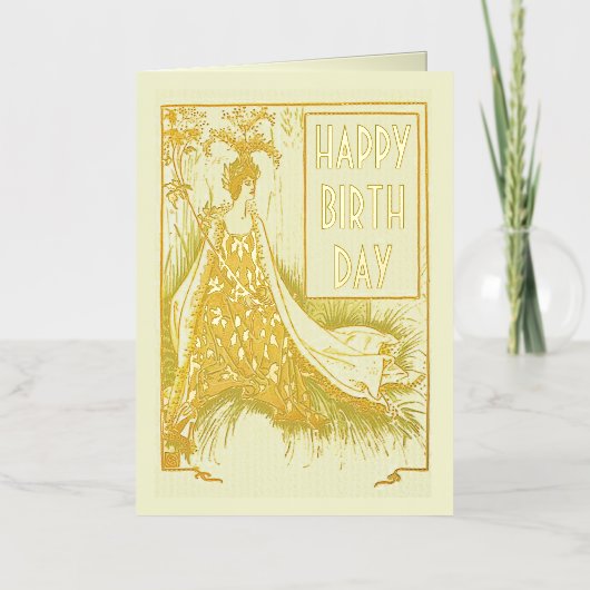 ヴィンテージ新しいメドースウィートウォルタークレーン誕生日 箔グリーティングカード (正面)