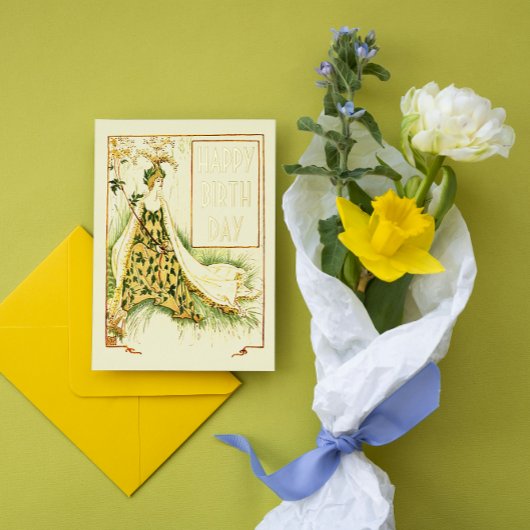 ヴィンテージ新しいメドースウィートウォルタークレーン誕生日 箔グリーティングカード