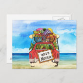 ヴィンテージ新しい住所はがきビーチ 案内ポストカード (正面/裏面)