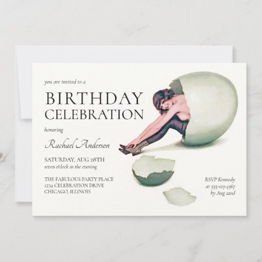 ヴィンテージ新しい女おもしろい生誕会 招待状 (正面)