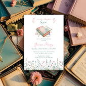 ヴィンテージ新しい章が始まるワイルドフラワー赤ちゃんシャワー 招待状