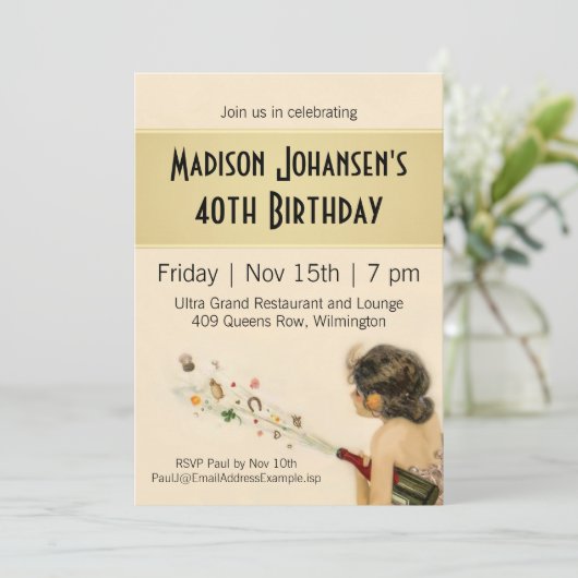 ヴィンテージ新しい誕生会 招待状 (スタンド正面)