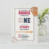 ヴィンテージ新人ベースボールレッドブルー1歳 招待状 (スタンド正面)