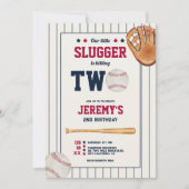 ヴィンテージ新人ベースボールレッドブルー2歳 招待状 (正面)