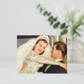 ヴィンテージ新婚の新郎新婦、住所の変更 案内ポストカード (スタンド正面)