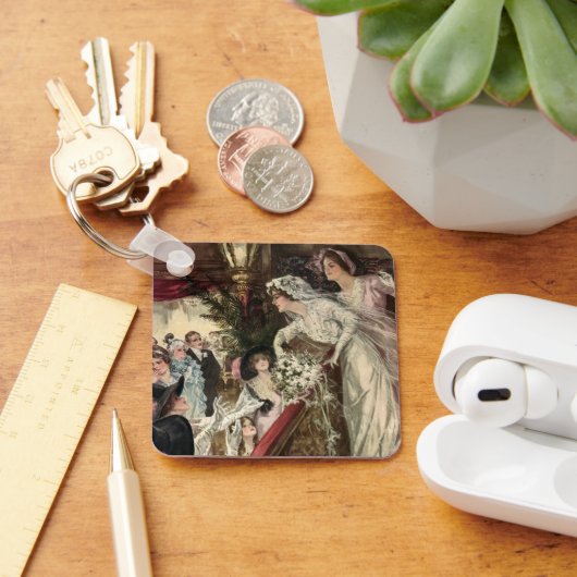 ヴィンテージ新婚ビクトリアン嫁Tosingブーケ キーホルダー (デスク)