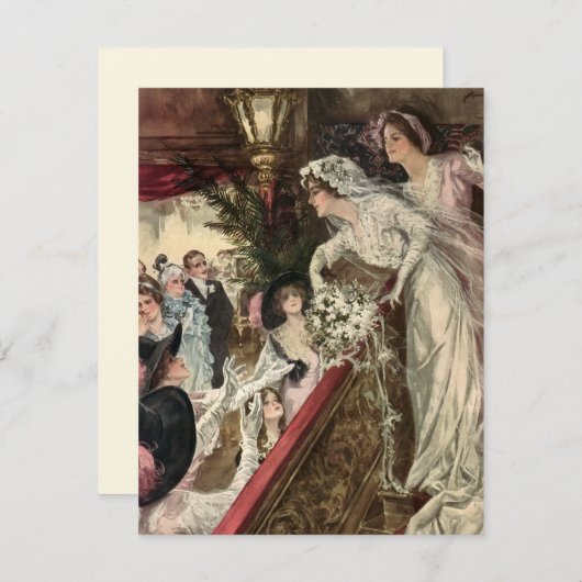 ヴィンテージ新婚ビクトリアン嫁Tosingブーケ 案内状 (正面/裏面)