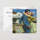 ヴィンテージ新婚夫婦、ホームパーティー招待状 招待状 (正面/裏面)