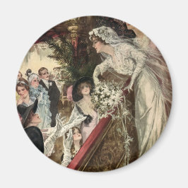 ヴィンテージ新婚者、花嫁ビクトリアンの花束 マグネット