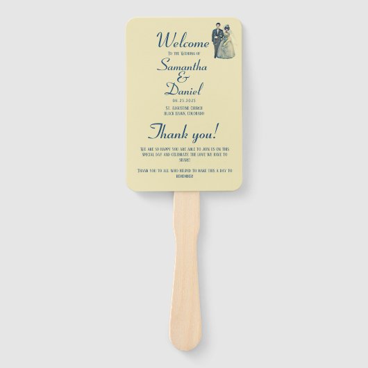 ヴィンテージ新婦結婚の式プログラム ハンドファン (正面)