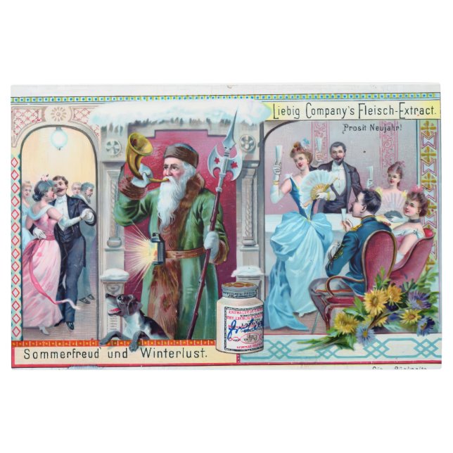 ヴィンテージ新年お祝い：リービッ広告グ メタルプリント (正面)