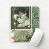ヴィンテージ新年のあいさつ、女ビクトリアンの子ウィンドウ マウスパッド (マウス)
