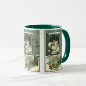 ヴィンテージ新年のあいさつ、女ビクトリアンの子ウィンドウ マグカップ (正面右)