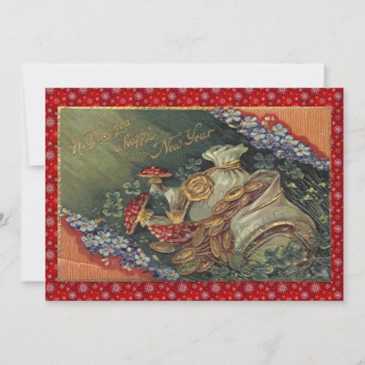 ヴィンテージ新年のパーティー 招待状 (正面)