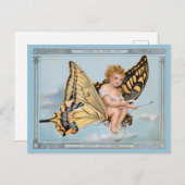 ヴィンテージ新年の挨拶エンジェルケルブ ポストカード (正面/裏面)