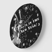 ヴィンテージ新年ショールガールとトップハット ラージ壁時計 (傾斜)