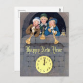 ヴィンテージ新年トランプターズテンプレート ポストカード (正面/裏面)