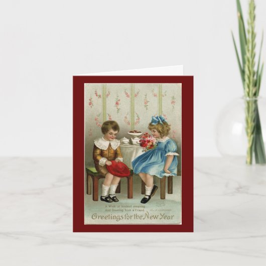 ヴィンテージ新年ホリデーカード シーズンカード (正面)