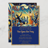 ヴィンテージ新年会パーティータイム招待状 招待状 (正面/裏面)